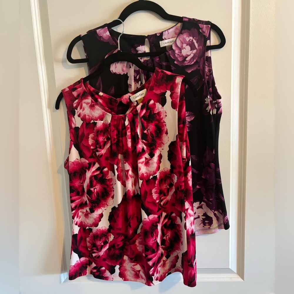 Two Calvin Klein Sleeveless Blouses